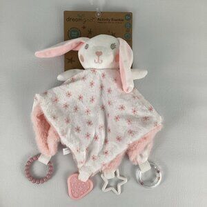 Dreamgro Activity Blankie Lovey Soothing Sensory Bunny Rabbit Teether Rattle Toy